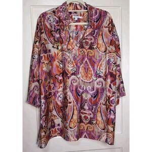 Chico's 40th Anniversary Beaded Boho Chic Paisley Tunic Women's 3.5(18)(1129)